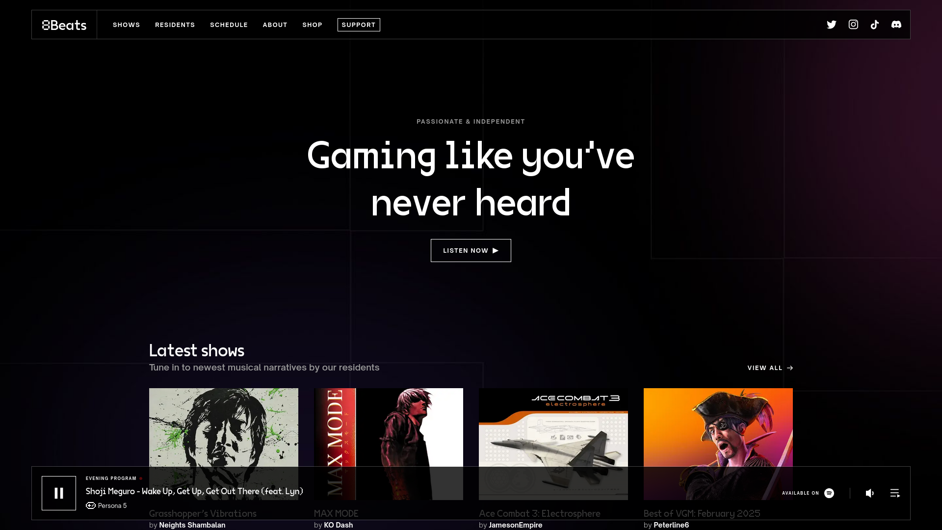 Homepage of the Web app